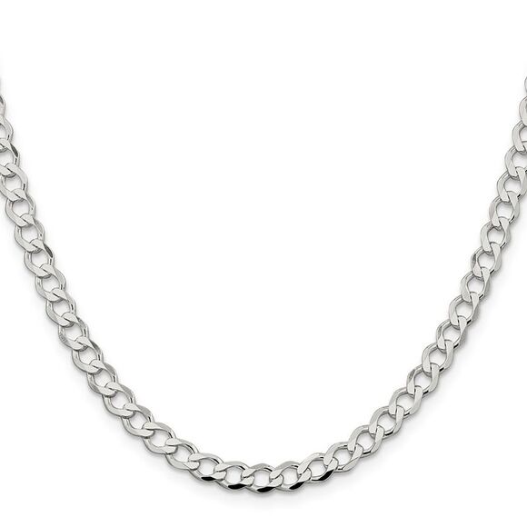 Kazi Luxury Sterling Silver 5.3mm Semi-solid Flat Curb Chain